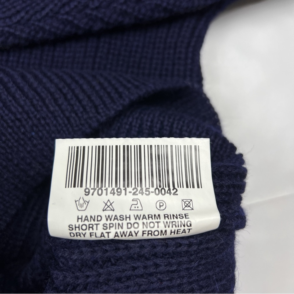 Barbour Vintage Mens Navy Wool Ribbed Crew Neck Pullover Sweater - Picture 5 of 8